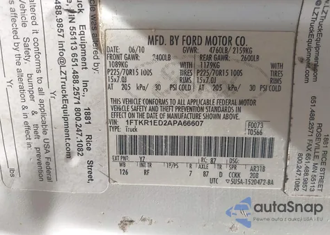 2010 Ford Ranger Super Cab из США, поврежденный, VIN 1FTKR1ED2APA66607